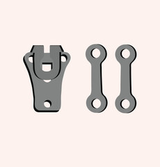 Clothing Garment Hooks and Bar Fasteners Vector Elements Flat Design Illustration