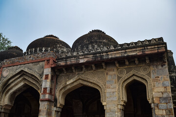 Mughal Architecture inside Lodhi Gardens, Delhi, India, Beautiful Architecture Inside the The Three-domed mosque in Lodhi Garden is said to be the Friday mosque for Friday prayer, Lodhi Garden Tomb