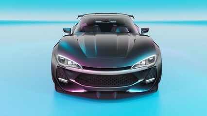 3D rendering of a brand-less generic concept car	
