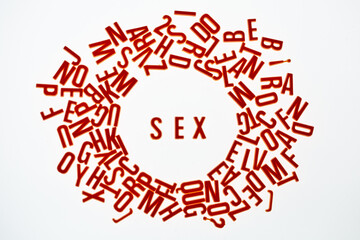 Sex.Letters on a white background.Illustration for the article
