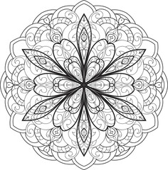 Mandala isolated on the white background.Doodle pattern.ornament design for coloring page