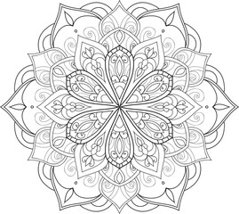 Mandala isolated on the white background.Doodle pattern.ornament design for coloring page