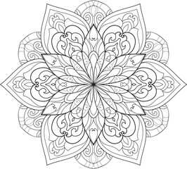 Mandala isolated on the white background.Doodle pattern.ornament design for coloring page
