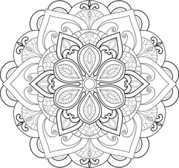 Mandala isolated on the white background.Doodle pattern.ornament design for coloring page