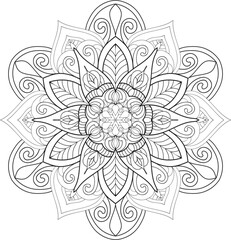 Mandala isolated on the white background.Doodle pattern.ornament design for coloring page