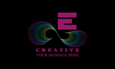 Abstract colorful letter E logo. Linear creative monogram symbol.