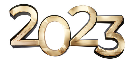 2023 golden bold number isolated 3d-illustration