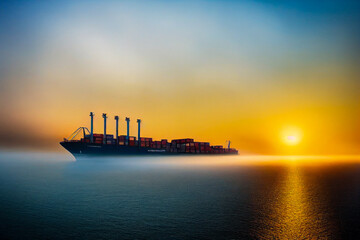 Fototapeta premium Giant container ship on the sea, symbol of growing international transport and successful logistics