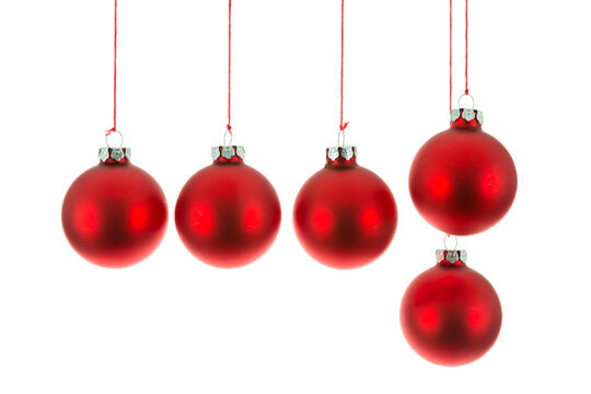 Christmas balls hanging at a rope isolated on transparent background