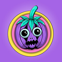 Cute purple pumpkin symbol vector illustration