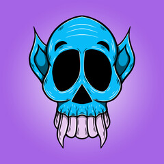 Hand drawn simple skull cartoon on grafitti style