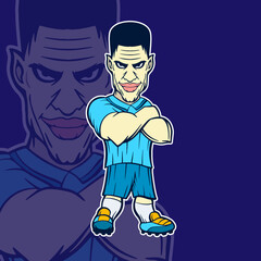 Strong cartoon character football player vector illustration