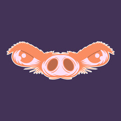 Symbol angry pig or pork eyes and noose vector illustration