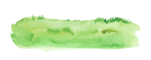 Obraz premium Green bush on hill watercolor painting element