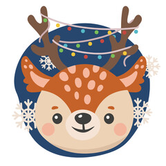 NEW YEAR 2023 banner or greeting card with deer