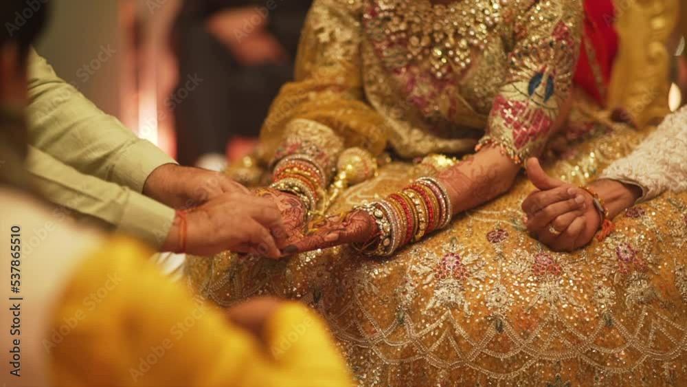 Wall mural henna on hands of bride