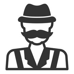 German man with mustache and hat - icon, illustration on white background, glyph style