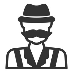 German man with mustache and hat - icon, illustration on white background, glyph style