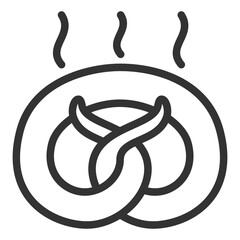 Obraz premium Hot butter pretzel - icon, illustration on white background, outline style