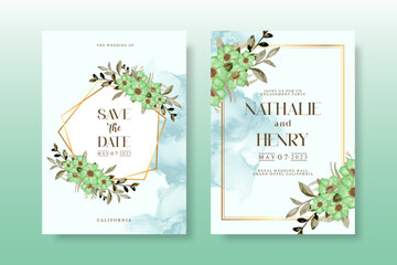 Wedding invitation pack with floral watercolor