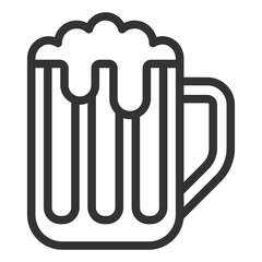 Glass of beer with foam - icon, illustration on white background, outline style