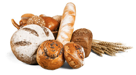 Fresh homemade bread loaves, close-up - obrazy, fototapety, plakaty