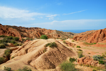 Beautiful mountain landscape in the canyon Fairy Tale, Kyrgyzstan