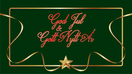 Nice and elegant style of Swedish (Sweden) text God Jul och Gott Nytt år (means Merry Christmas and Happy New Year in english. Esy to put on other background if you like. Vector illustration. - obrazy, fototapety, plakaty