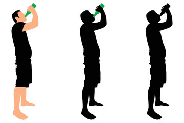 Casual young man drinking bottle of beer