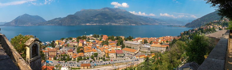 Naklejka na ściany i meble Bellano - The panorama town and the como lake.