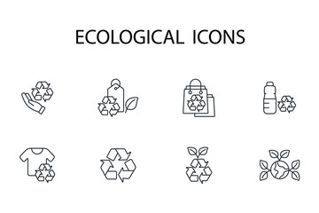 Ecological set thin line icons. Vector illustration isolated on white. Editable stroke