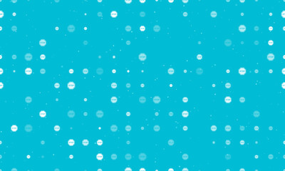 Seamless background pattern of evenly spaced white stop road signs of different sizes and opacity. Vector illustration on cyan background with stars