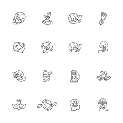 Ecological set thin line icons. Vector illustration isolated on white. Editable stroke