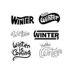 Winter Typography design set for invitation, greeting card, t-shirt, prints and posters. Hand drawn winter inspiration phrase. Vector illustration