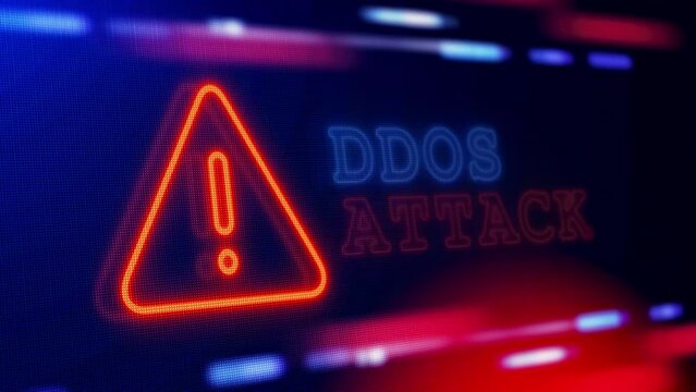 Ddos Attack Warning Alert Screen loop Blinking glitch Error Animation. concept of Ransomware bad rabbit. System warning, hacking. Virus, malware, email fraud, e-mail spam, phishing scam, hacker attack