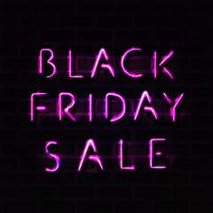 Vector realistic isolated neon sign of Black Friday lettering for decoration and covering on the transparent background. Concept of sale, clearance and discount.