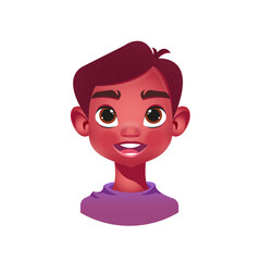 Little african boy, cartoon character, lip sync pronunciation and phoneme, mouth talk and eyebrow motion diagram, vector illustration