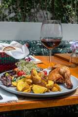 pollo y vino