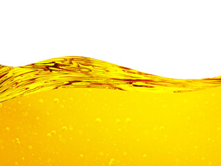 Golden wave and oily liquid isolated. Oil background. Liquid flows yellow, for the project, oil, honey, beer or other variants.  - 537872952