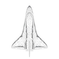 Shuttle. Black and white polygonal illustration. Isolated