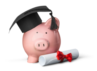 Piggy Bank with Mortarboard and Diploma