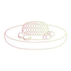 Cute cartoon grilled beef steak. Isolated on white background, flat design, EPS10 vector, line art