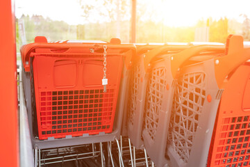 red plastic shopping carts