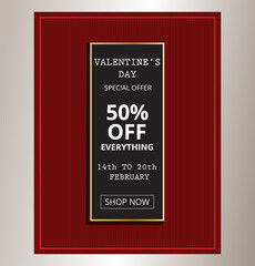 Modern and Minimal Red Black Theme Valentine's Day Special Offer Sales Flyer Poster Banner Template
