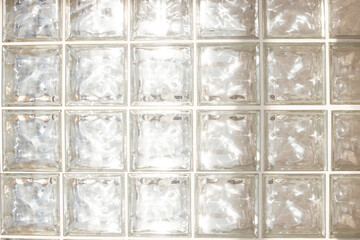 White glass brick wall - seamless texture. Close up