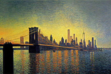 Brooklyn Bridge famous art work painting bridge Newyork