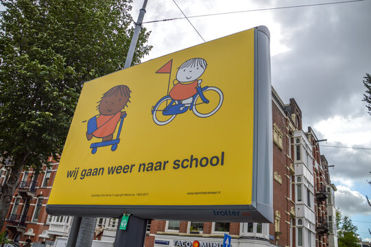 Billboard Be Aware Children Go To School Again In Amsterdam The Netherlands 2017