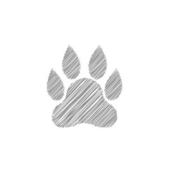 Lion trail grey sketch vector icon. Animal footprints path