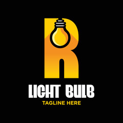 Letter R Bulb Logo Design Template Inspiration, Vector Illustration.