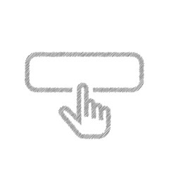 Push button grey sketch vector icon. Cursor pointer symbol, logo illustration